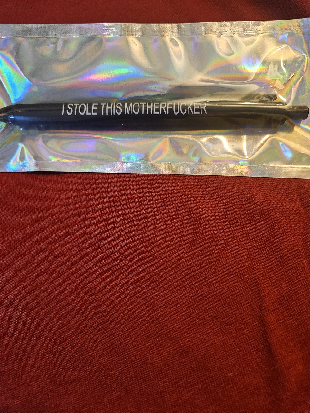 Black Novelty Pen with Bold Text
